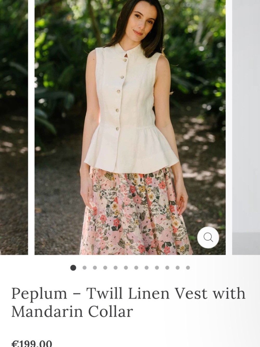 Son De Flor Peplum – Twill Linen Vest with Mandarin Collar - Picture 3 of 6